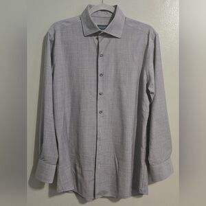 Proper Cloth 100% Merino Wool Luxury Handmade Dress Shirt Grey Gray 16x32.6